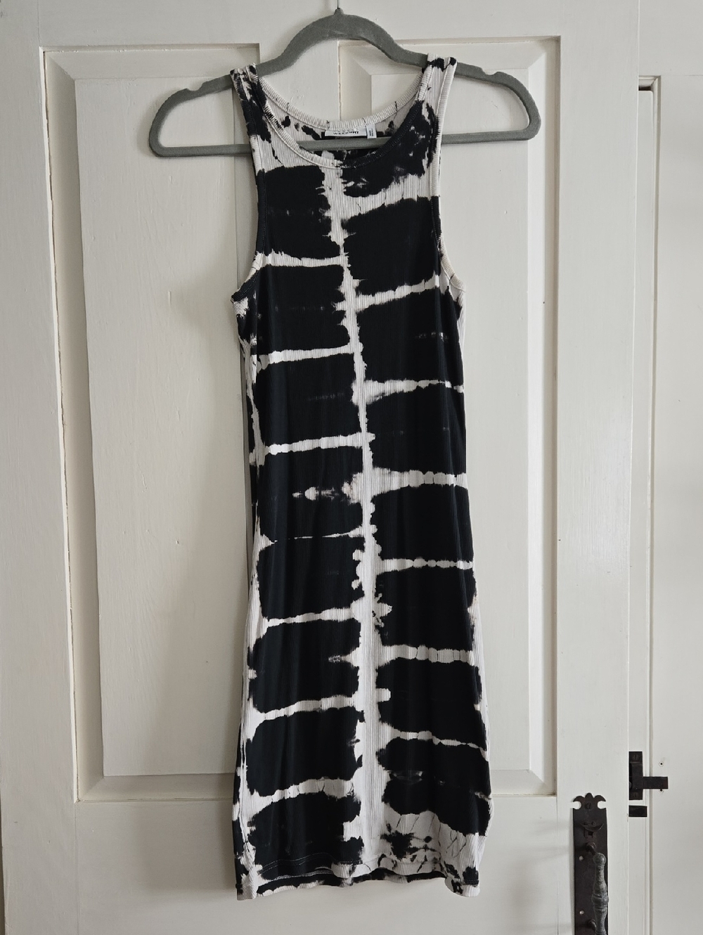 WEEKDAY Black & White Tie-Dye Tank Midi Dress